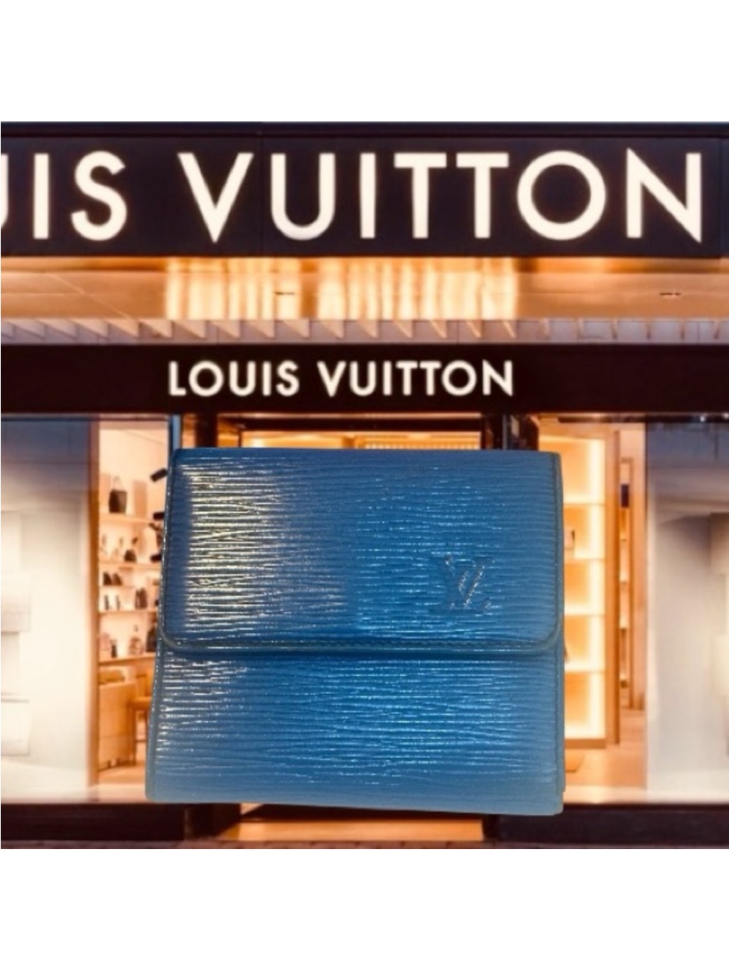 Louis Vuitton Toledo Blue Epi Leather Elise Trifold Wallet. Completely Refurbed